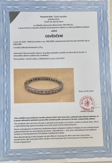 Platinový prsten s diamanty, vel. 54