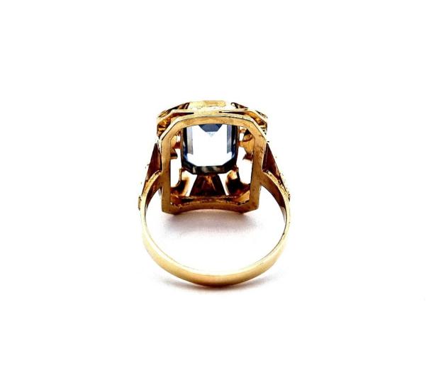 Zlatý prsten s modrým kamenem - topaz, vel. 53