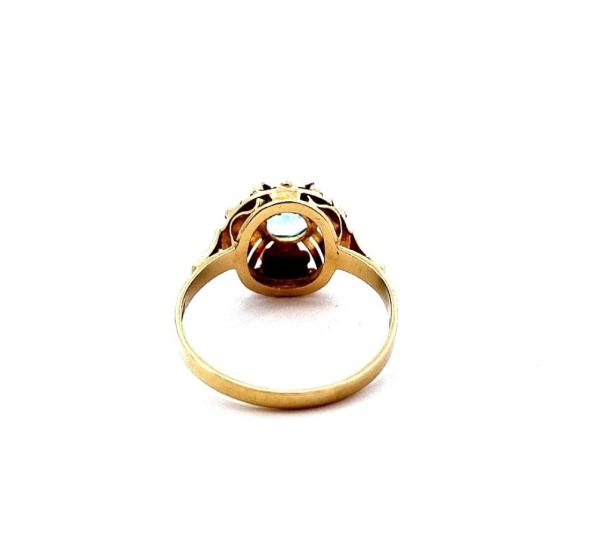 Zlatý prsten s modrým kamenem - topaz, vel. 55