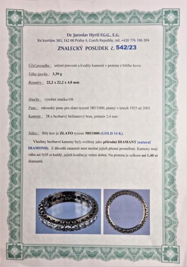 Zlatý prsten s diamanty 1,4 ct, vel. 54