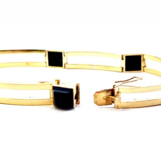 Starožitný zlatý náramek s onyxem, první republika, 12,43 g