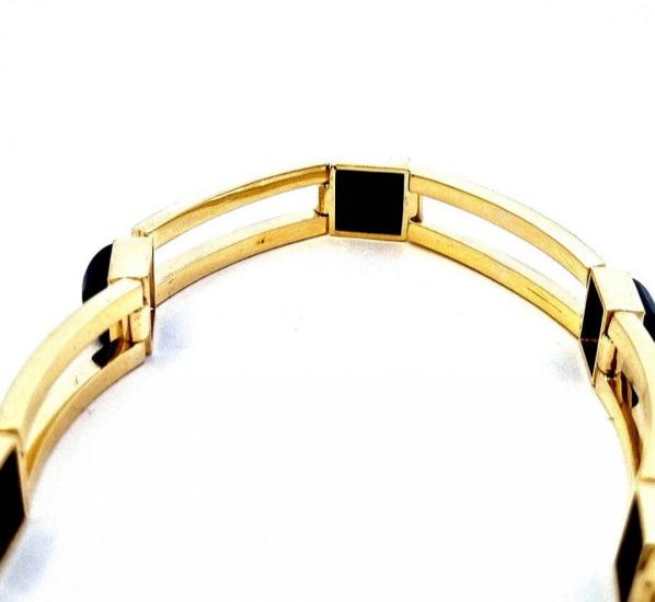 Starožitný zlatý náramek s onyxem, první republika, 12,43 g