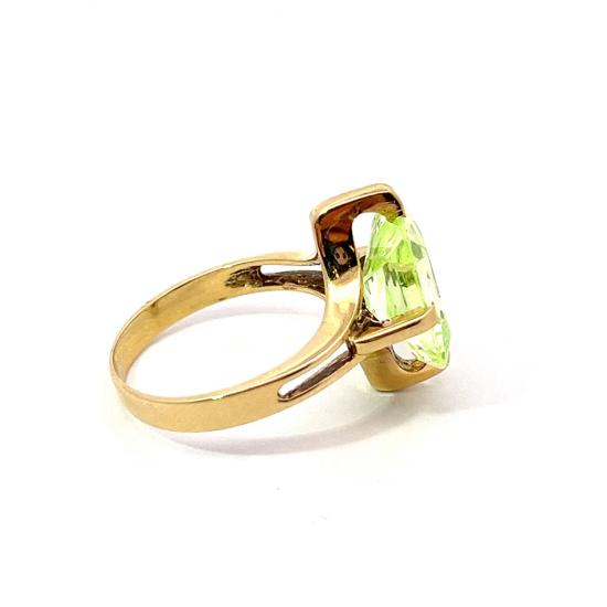 Starožitný zlatý prsten se zeleným kamenem, vel. 55