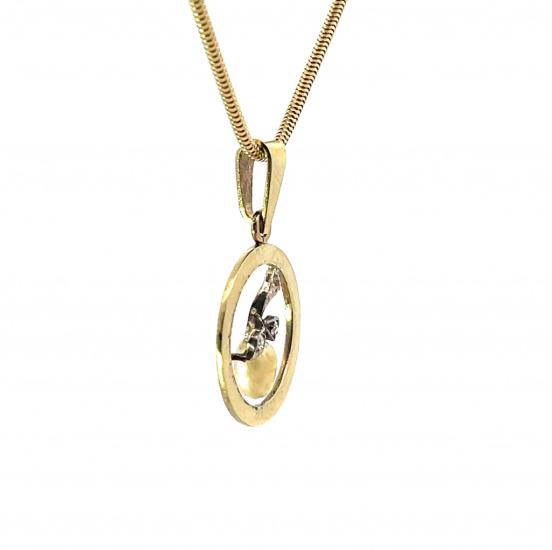 Zlatý přívěs s říční perlou a kamínky