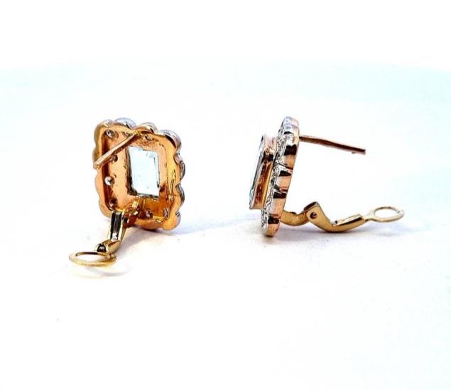 Starožitné náušnice s diamanty a akvamaríny