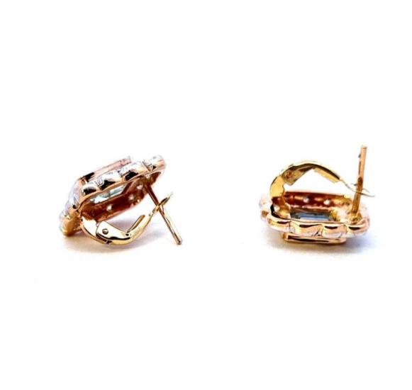 Starožitné náušnice s diamanty a akvamaríny