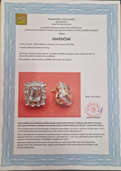 Starožitné náušnice s diamanty a akvamaríny