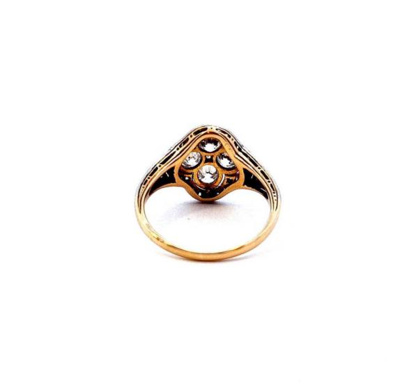 Starožitný zlatý prsten s diamanty, vel. 51