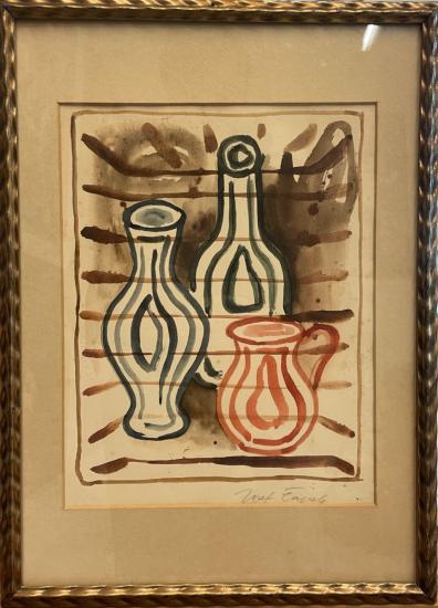 Zátiší s láhvemi a džbánem