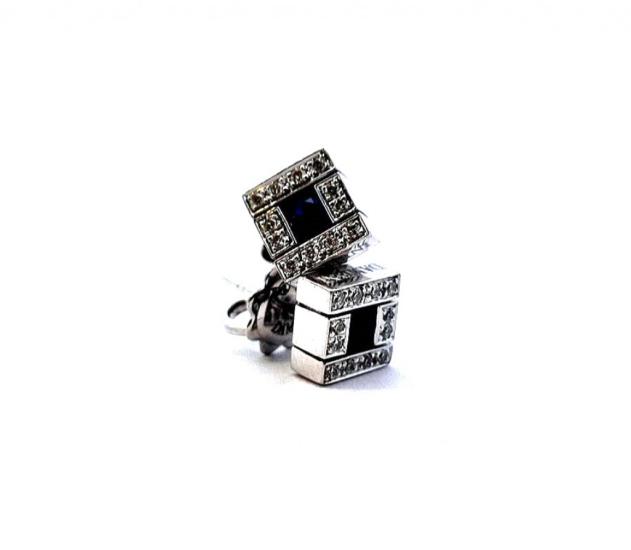 Náušnice z bílého zlata se safírem a diamanty, DAMIANI, puzeta