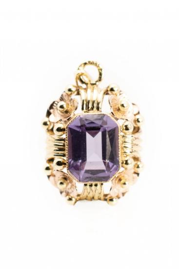 Zlatý přívěsek s fialovým kamenem, 1,79g