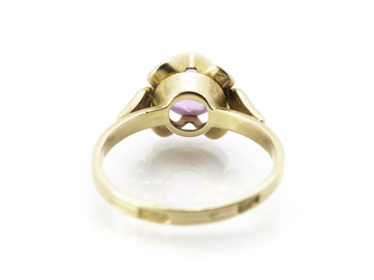 Zlatý prsten z růžového zlata s růžovým kamenem - turmalín, vel. 52