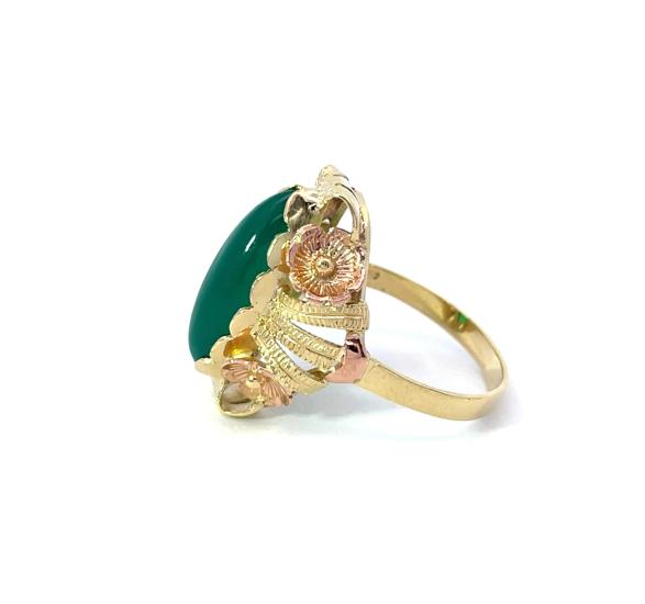 Zlatý prsten s chryzoprasem, vel. 59 - 2 Zlatý prsten s chryzoprasem, vel. 59 - 2