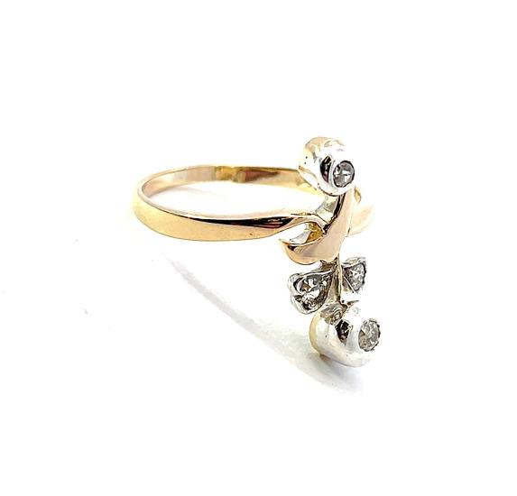 Starožitný zlatý prsten s diamanty, Rakousko-Uhersko, vel. 59 - 2 Starožitný zlatý prsten s diamanty, Rakousko-Uhersko, vel. 59 - 2