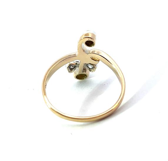 Starožitný zlatý prsten s diamanty, Rakousko-Uhersko, vel. 59 - 5 Starožitný zlatý prsten s diamanty, Rakousko-Uhersko, vel. 59 - 5