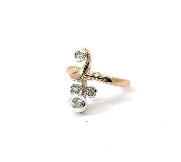 Starožitný zlatý prsten s diamanty, Rakousko-Uhersko, vel. 59 - 4 Starožitný zlatý prsten s diamanty, Rakousko-Uhersko, vel. 59 - 4