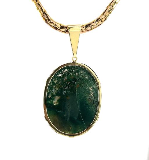 Zlatý přívěs s mechovým achátem a kamejí, 17,93 g - 3 Zlatý přívěs s mechovým achátem a kamejí, 17,93 g - 3