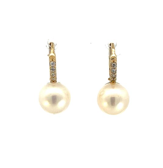 Zlaté náušnice s perlami a zirkony, visací - 1 Zlaté náušnice s perlami a zirkony, visací - 1