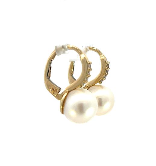Zlaté náušnice s perlami a zirkony, visací - 2 Zlaté náušnice s perlami a zirkony, visací - 2