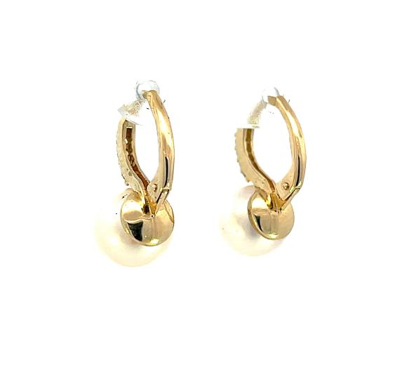 Zlaté náušnice s perlami a zirkony, visací - 3 Zlaté náušnice s perlami a zirkony, visací - 3