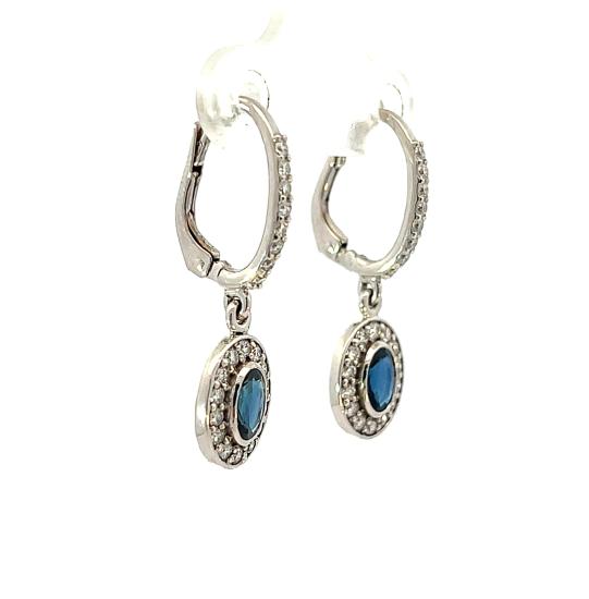 Zlaté náušnice s diamanty a safíry, visací - 2 Zlaté náušnice s diamanty a safíry, visací - 2