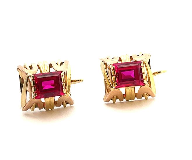 Zlaté náušnice s rubíny, visací - 2 Zlaté náušnice s rubíny, visací - 2