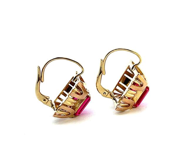 Zlaté náušnice s rubíny, visací - 3 Zlaté náušnice s rubíny, visací - 3