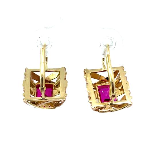 Zlaté náušnice s rubíny, visací - 4 Zlaté náušnice s rubíny, visací - 4