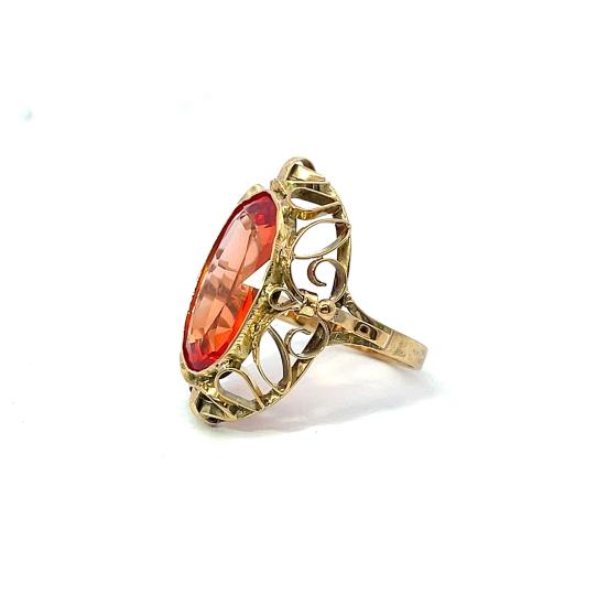 Zlatý prsten s oranžovým kamenem, vel. 55 Zlatý prsten s oranžovým kamenem, vel. 55