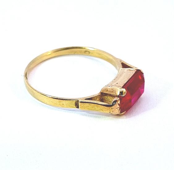 Starožitný zlatý prsten s rubínem, první republika, vel. 56 - 3 Starožitný zlatý prsten s rubínem, první republika, vel. 56 - 3