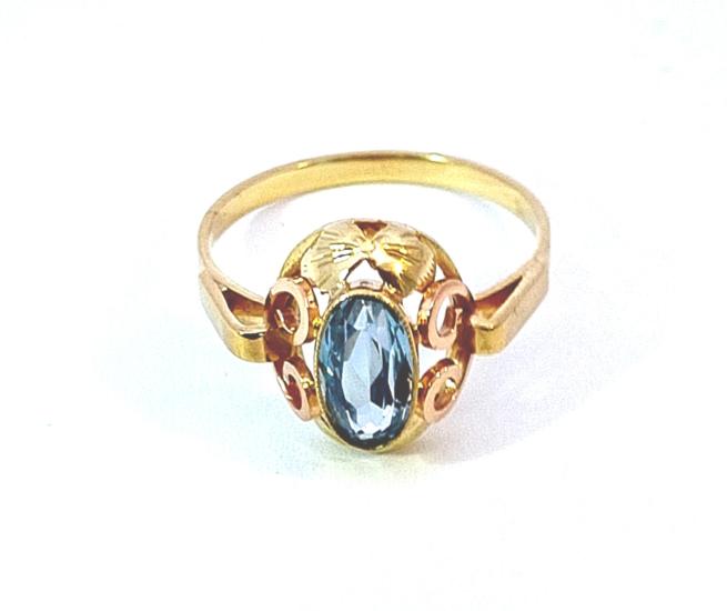 Zlatý prsten s akvamarínem, vel. 59 - 1 Zlatý prsten s akvamarínem, vel. 59 - 1