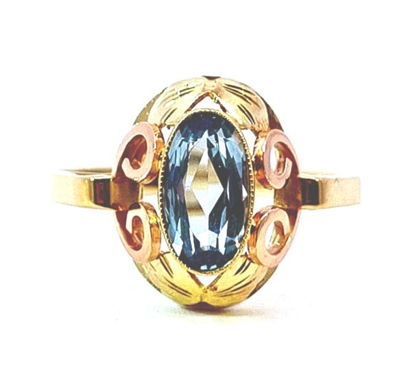 Zlatý prsten s akvamarínem, vel. 59 Zlatý prsten s akvamarínem, vel. 59