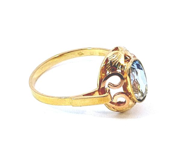 Zlatý prsten s akvamarínem, vel. 59 - 4 Zlatý prsten s akvamarínem, vel. 59 - 4