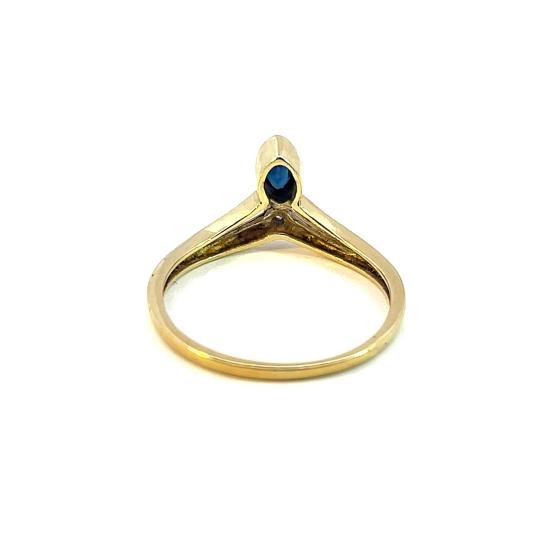 Zlatý prsten se safírem a diamantem, vel. 56 - 3 Zlatý prsten se safírem a diamantem, vel. 56 - 3