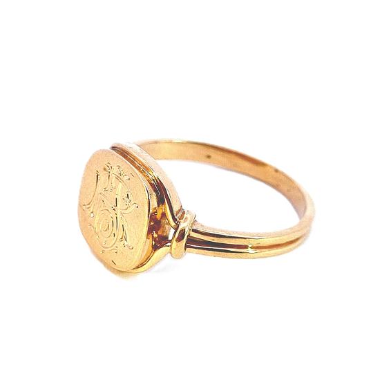 Prsten z růžového zlata s monogramem, vel. 69 - 1 Prsten z růžového zlata s monogramem, vel. 69 - 1
