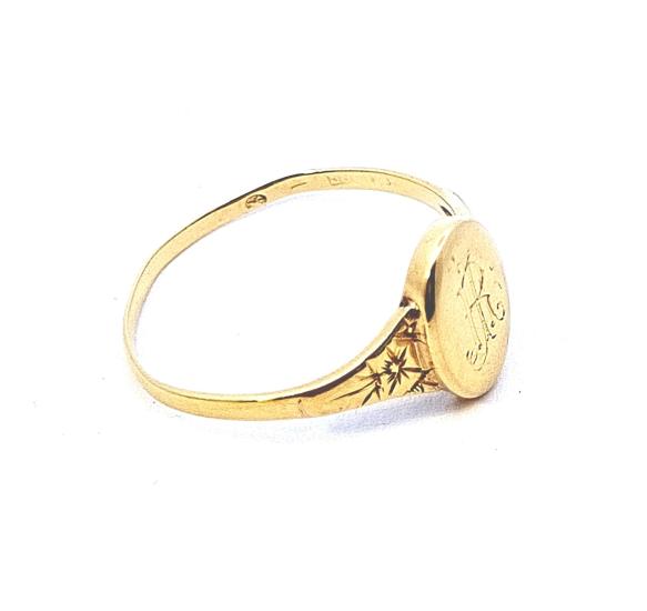 Starožitný zlatý prsten s monogramem, první republika, vel. 60 - 2 Starožitný zlatý prsten s monogramem, první republika, vel. 60 - 2