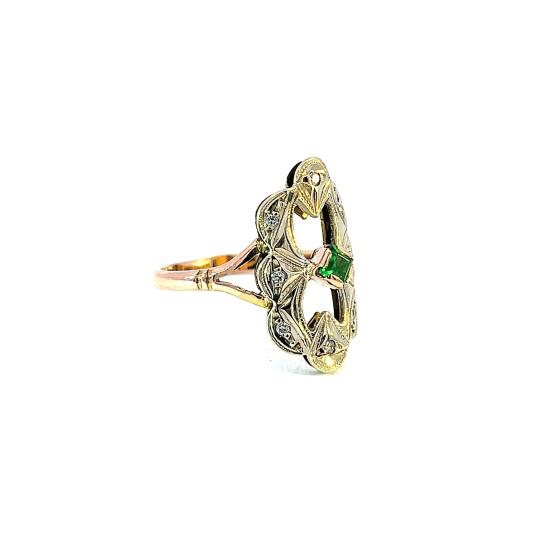 Zlatý prsten se smaragdem a diamanty, vel. 57,5 - 4 Zlatý prsten se smaragdem a diamanty, vel. 57,5 - 4