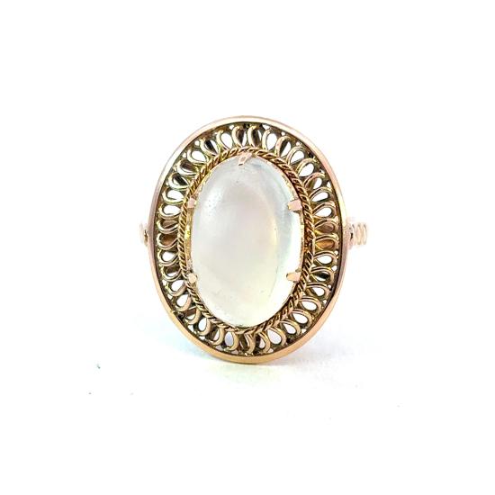 Starožitný zlatý prsten s měsíčním kamenem, 18 k, vel. 55 - 3 Starožitný zlatý prsten s měsíčním kamenem, 18 k, vel. 55 - 3