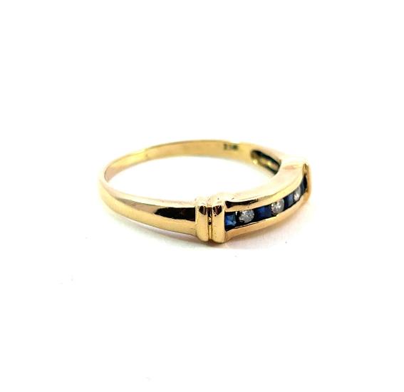 Zlatý prsten s diamanty a safíry, 18 k, vel. 58 - 4 Zlatý prsten s diamanty a safíry, 18 k, vel. 58 - 4