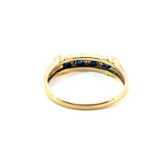 Zlatý prsten s diamanty a safíry, 18 k, vel. 58 - 6 Zlatý prsten s diamanty a safíry, 18 k, vel. 58 - 6