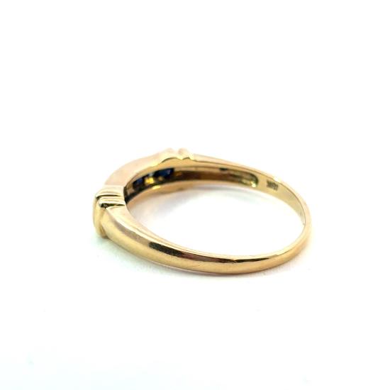 Zlatý prsten s diamanty a safíry, 18 k, vel. 58 - 5 Zlatý prsten s diamanty a safíry, 18 k, vel. 58 - 5