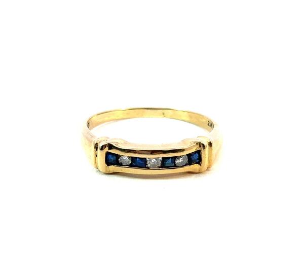 Zlatý prsten s diamanty a safíry, 18 k, vel. 58 - 3 Zlatý prsten s diamanty a safíry, 18 k, vel. 58 - 3