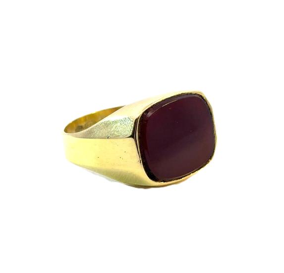 Zlatý prsten s karneolem, 18 k, vel. 61 - 1 Zlatý prsten s karneolem, 18 k, vel. 61 - 1