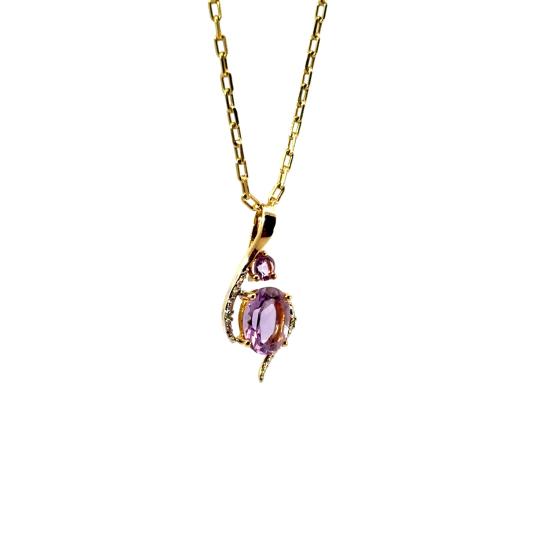 Zlatý přívěs s ametysty a diamantem - 3 Zlatý přívěs s ametysty a diamantem - 3