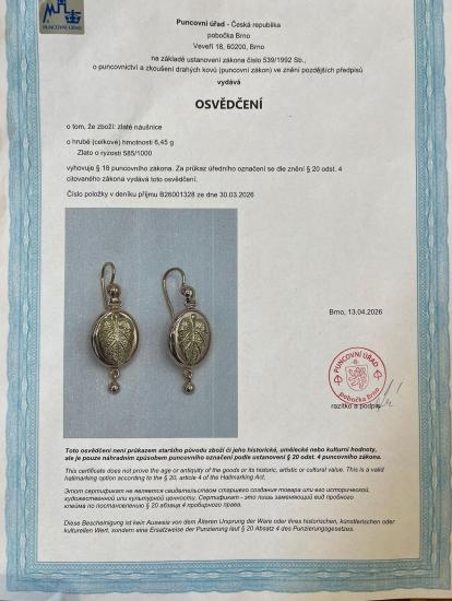 Starožitné zlaté náušnice, visací - 4 Starožitné zlaté náušnice, visací - 4