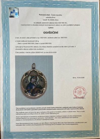 Zlatý přívěs, madonka s dítětem - 5 Zlatý přívěs, madonka s dítětem - 5