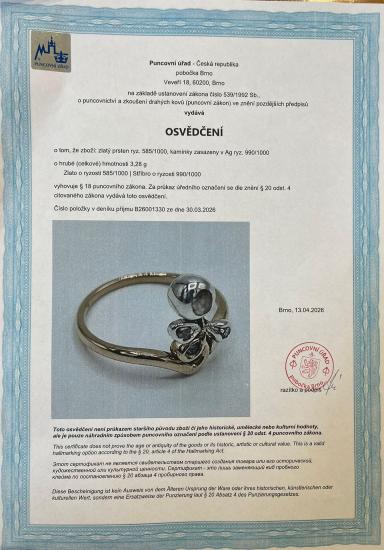 Starožitný zlatý prsten s diamanty, vel. 56 - 8