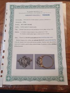 Zlatý prsten s diamanty, vel. 52