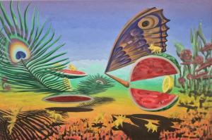 Start závodu melounových strojů, 90 x 60 cm