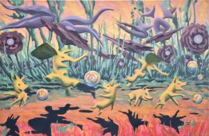 Hra s duhovými perlami, 60 x 90 cm